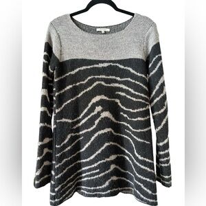 Elisabetta Collection Italy Black Gray Wool Alpaca Tunic Sweater Women Size M